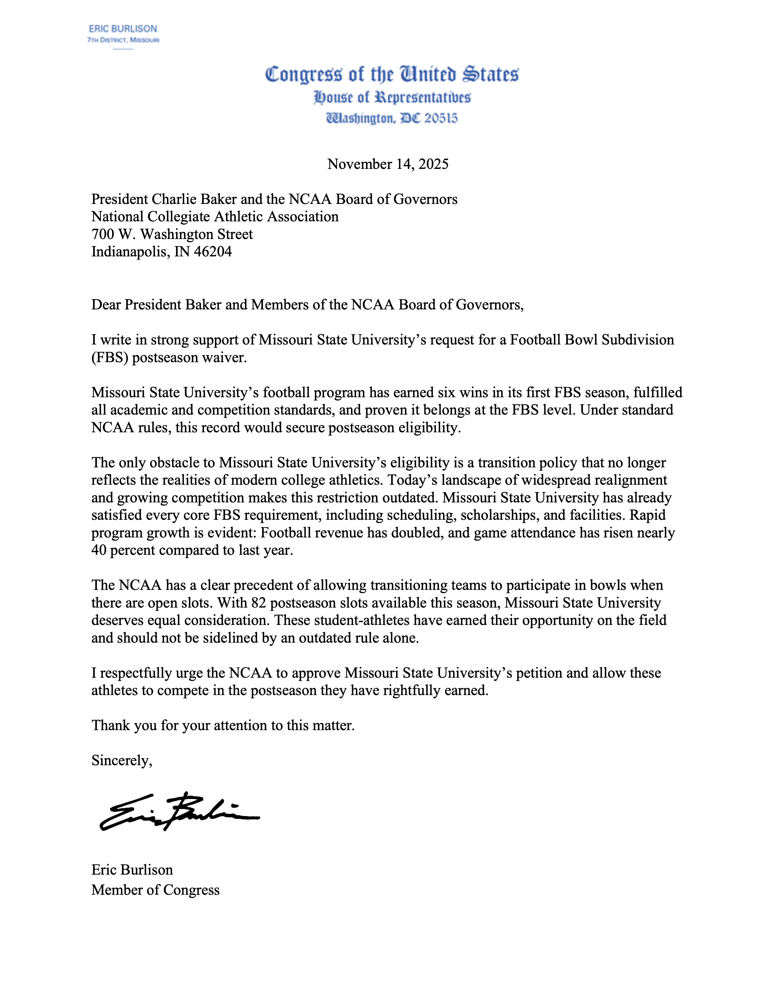 NCAA Postseason Waiver